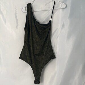 21 SAINTS One shoulder Bodysuit Black/gold    Size M
